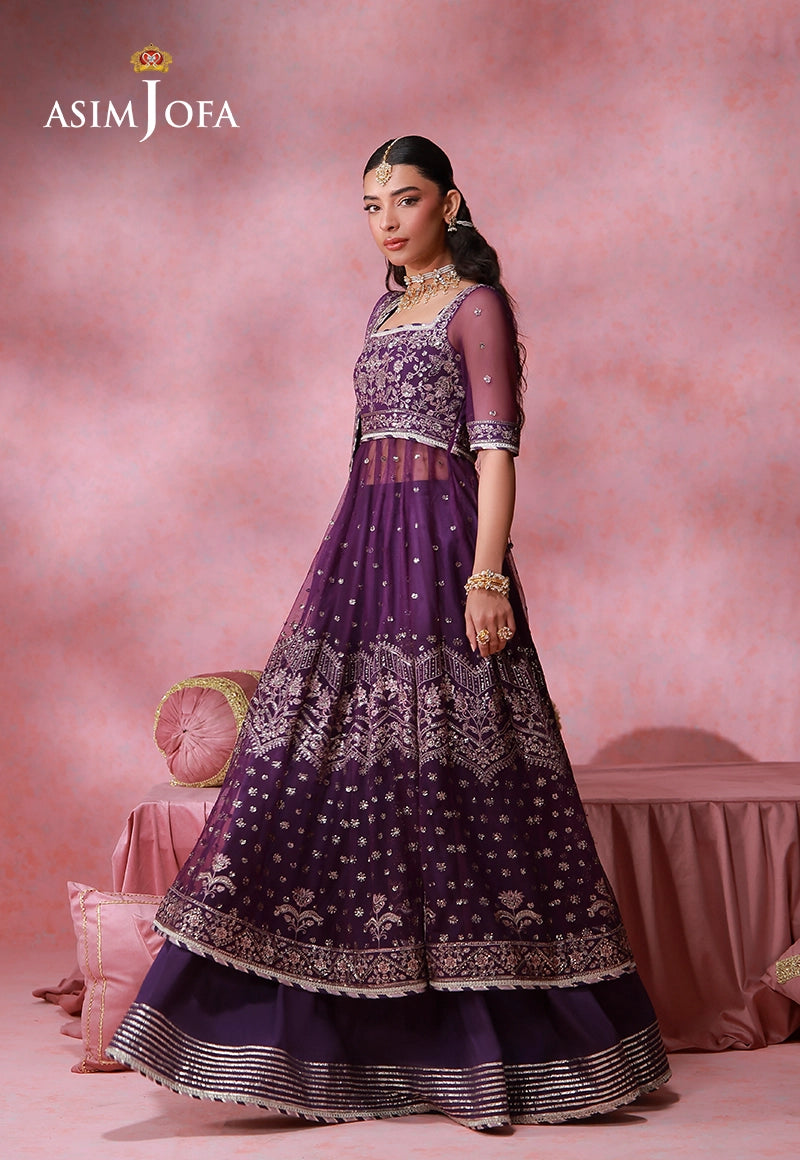 AJULFID-09 Embroidered Net Stitched 3 Pcs