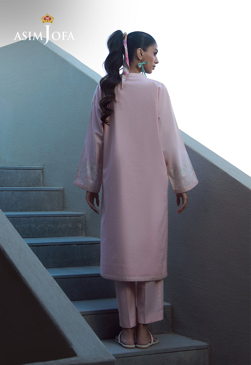 AJPB-130 EMBROIDERED RIB LAWN STITCHED 2 PCS