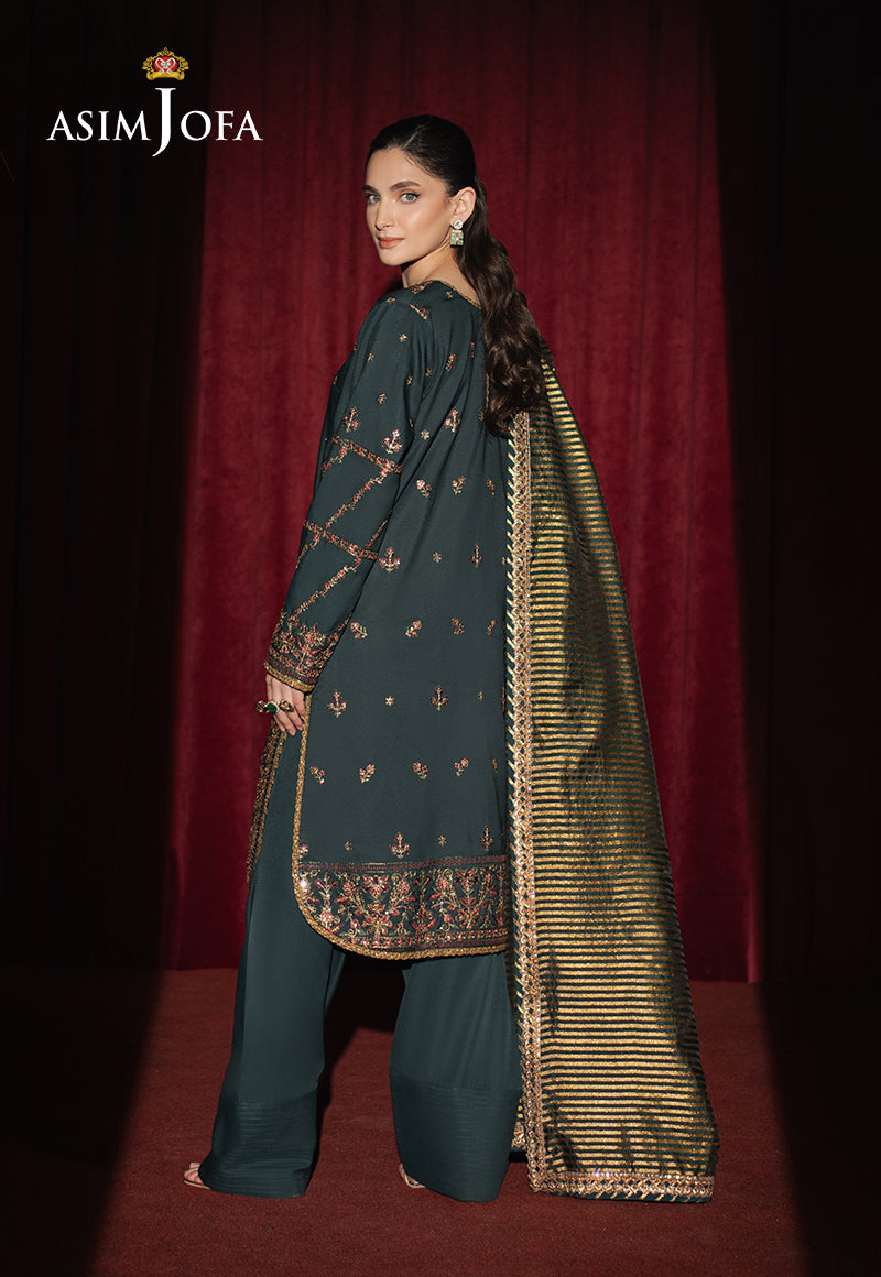 AJPFD-05 EMBROIDERED SILK STITCHED 3 PCS