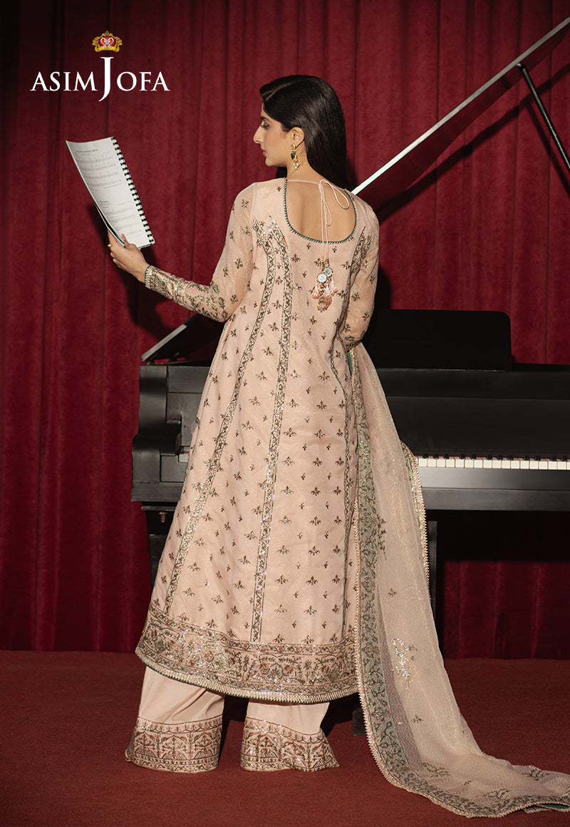 AJPFD-33 EMBROIDERED ZARI NET AYUDHIA STITCHED 3 PCS