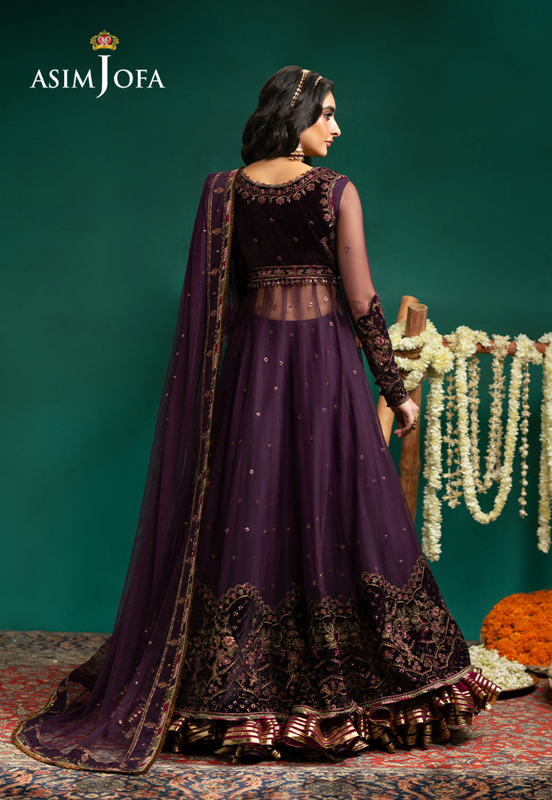 AJUMV-03 Embroidered Velvet & Net Unstitched 2 Pcs