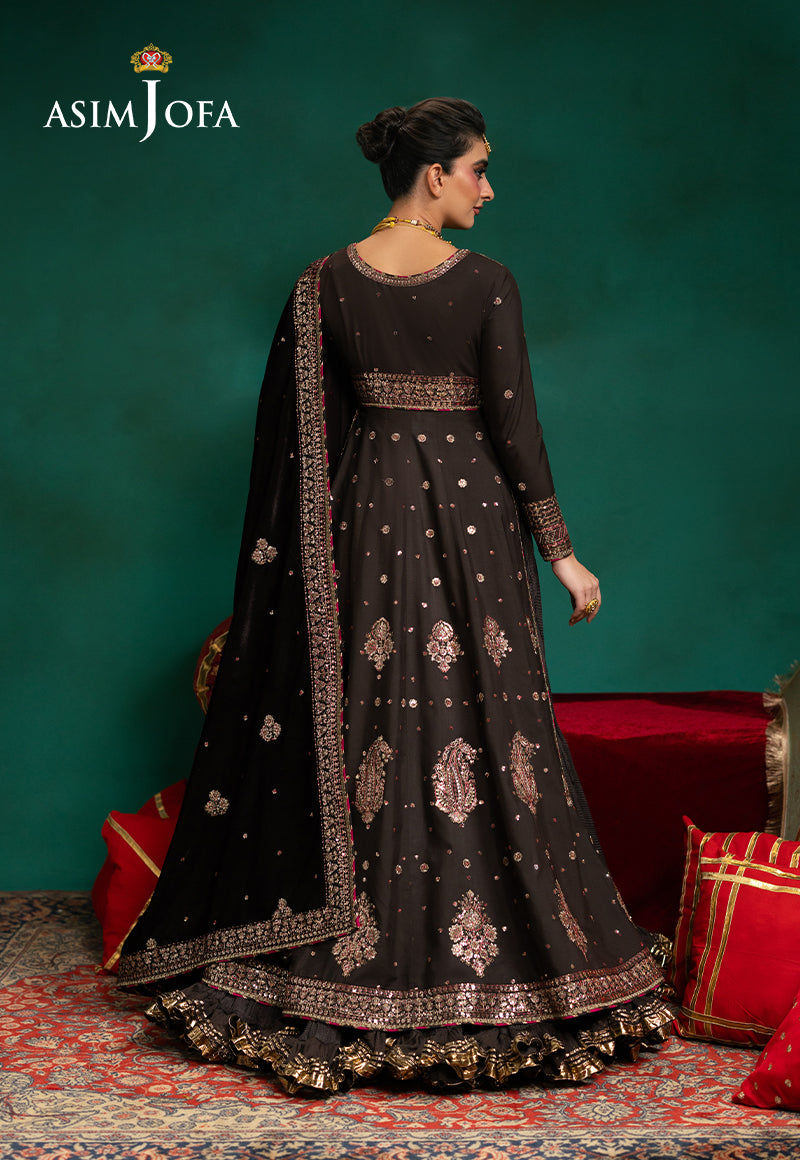 AJUMV-08 Embroidered Velvet & Malai Silk Unstitched 3 Pcs
