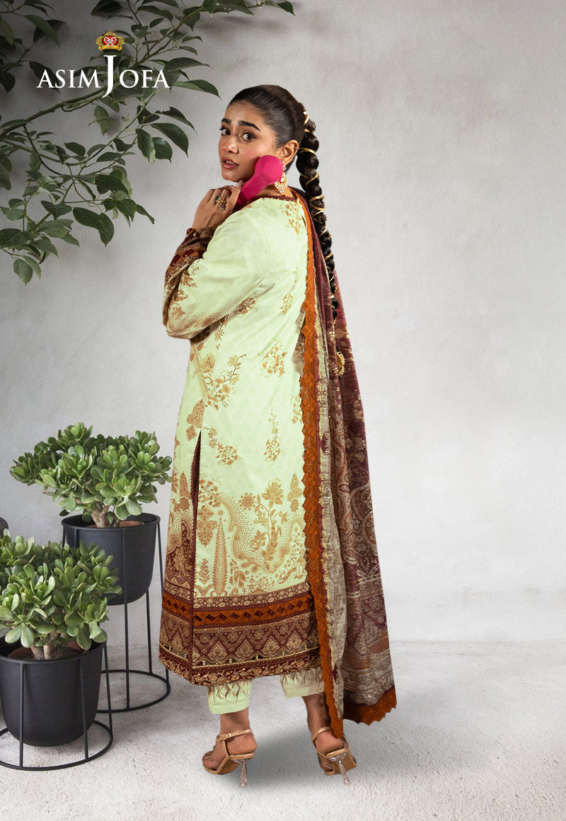 Ajso-173 Unstitched 3 Pcs Shirt Dupatta Trouser