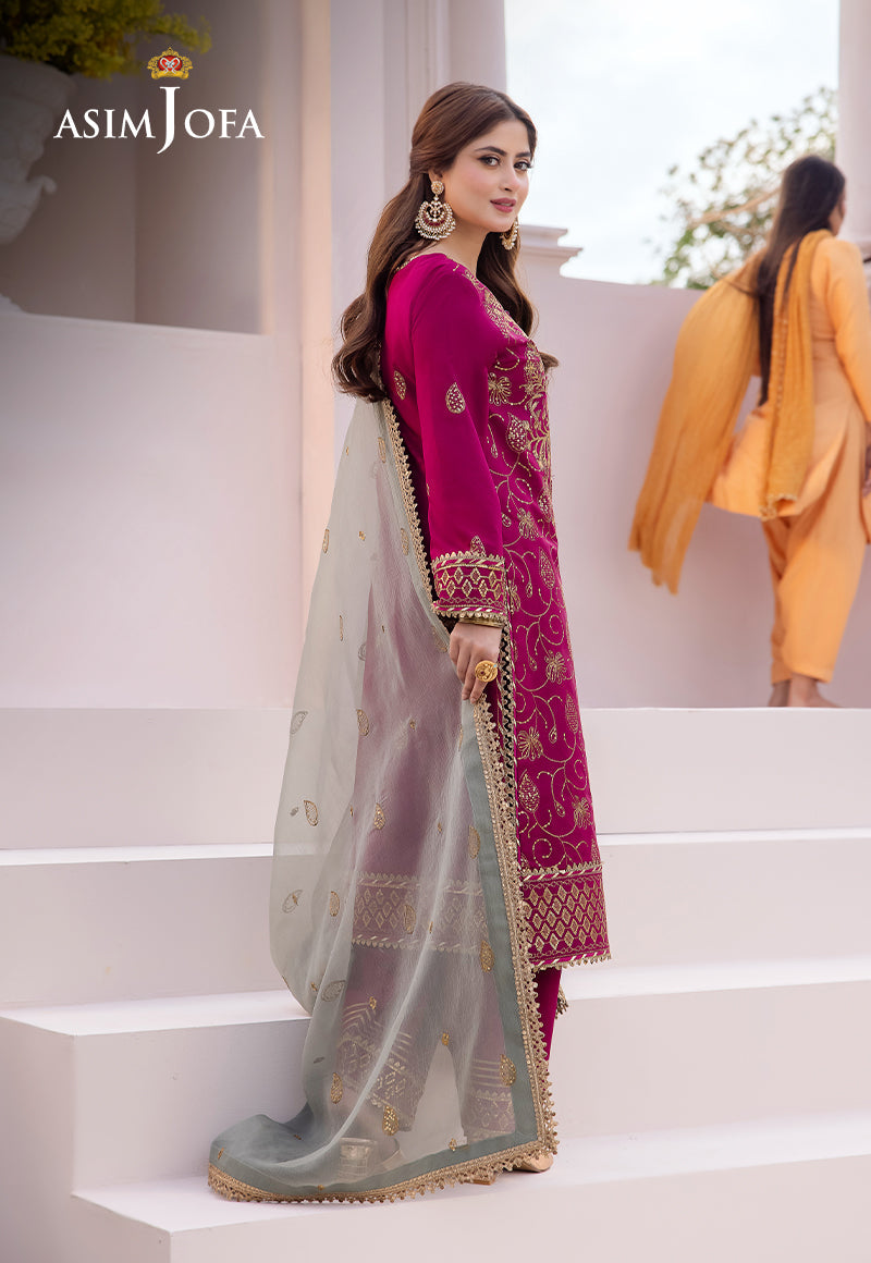 AJCFD-12 EMBROIDERED BOSKI SILK STITCHED 3 PCS