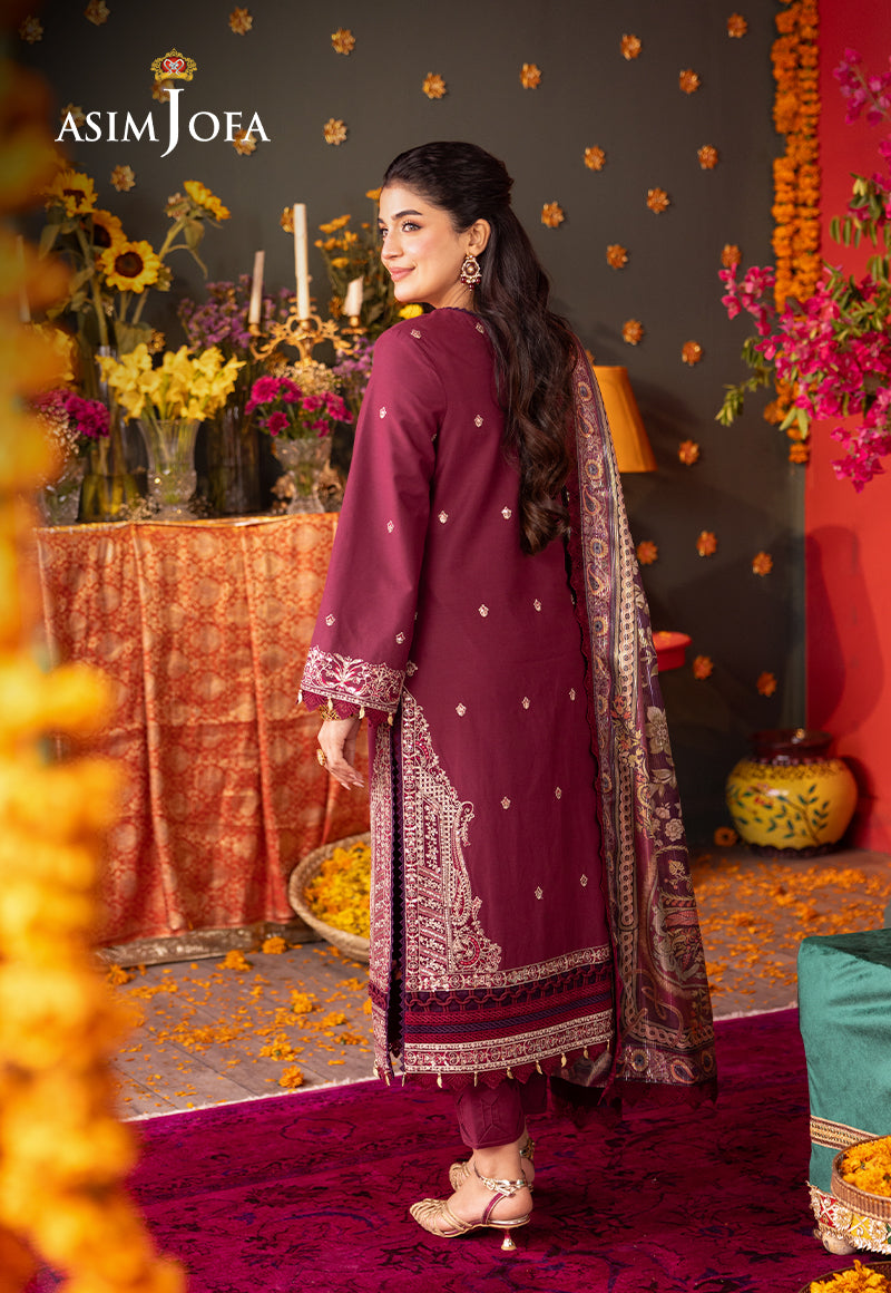 Ajso-152 Unstitched 3 Pcs Shirt Dupatta Trouser