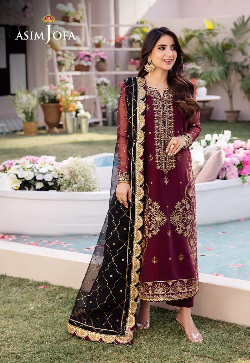 asim jofa chiffon dress Golden Maroon Bridal Suit Asim Jofa Chiffon Bridal Suit: Bridal Elegance Redefined Replica Zone