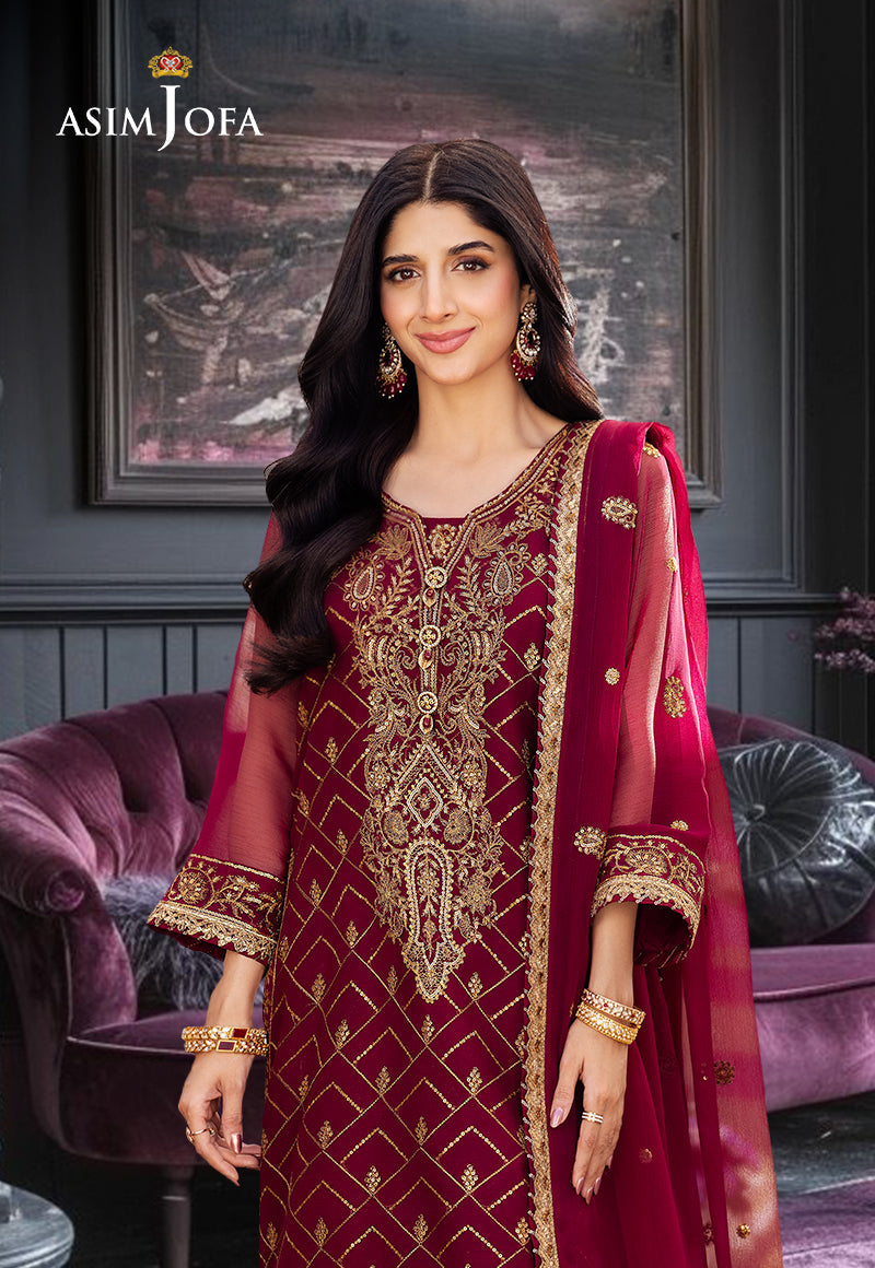 AJCFD-01 EMBROIDERED CHIFFON STITCHED 3 PCS