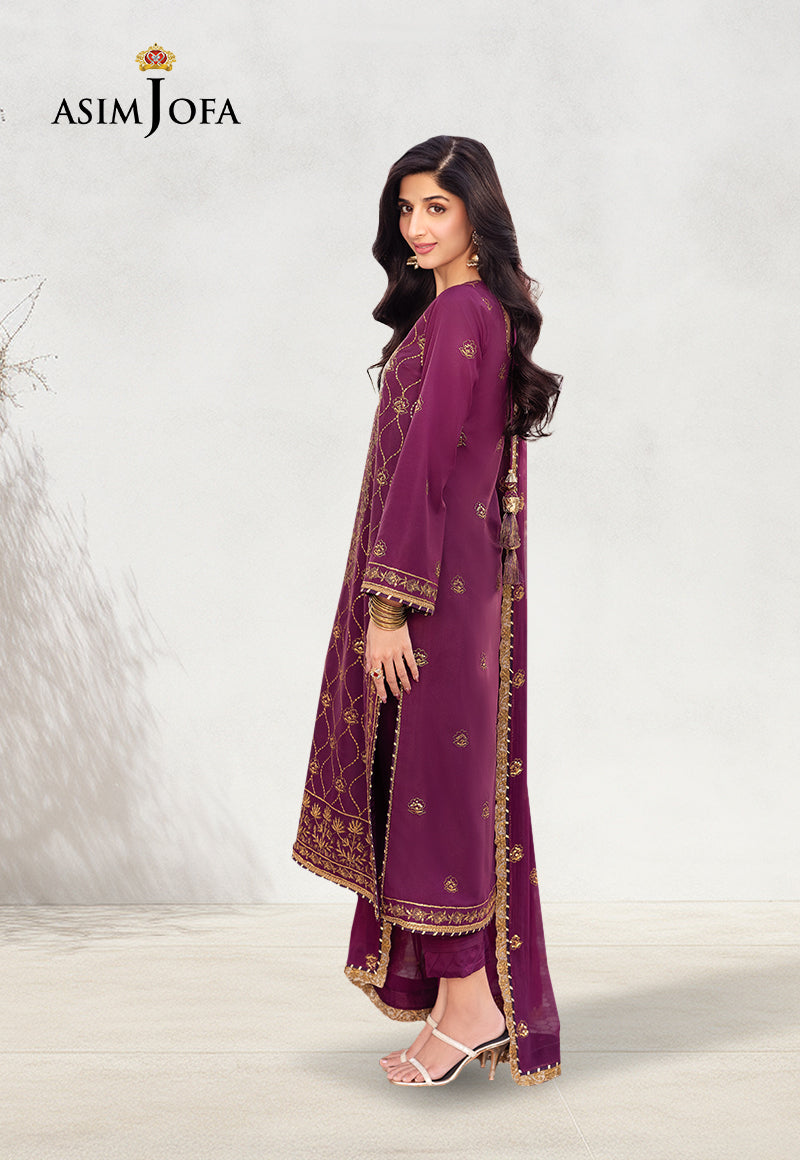 AJCFD-07 EMBROIDERED JUMBO SILK STITCHED 3 PCS