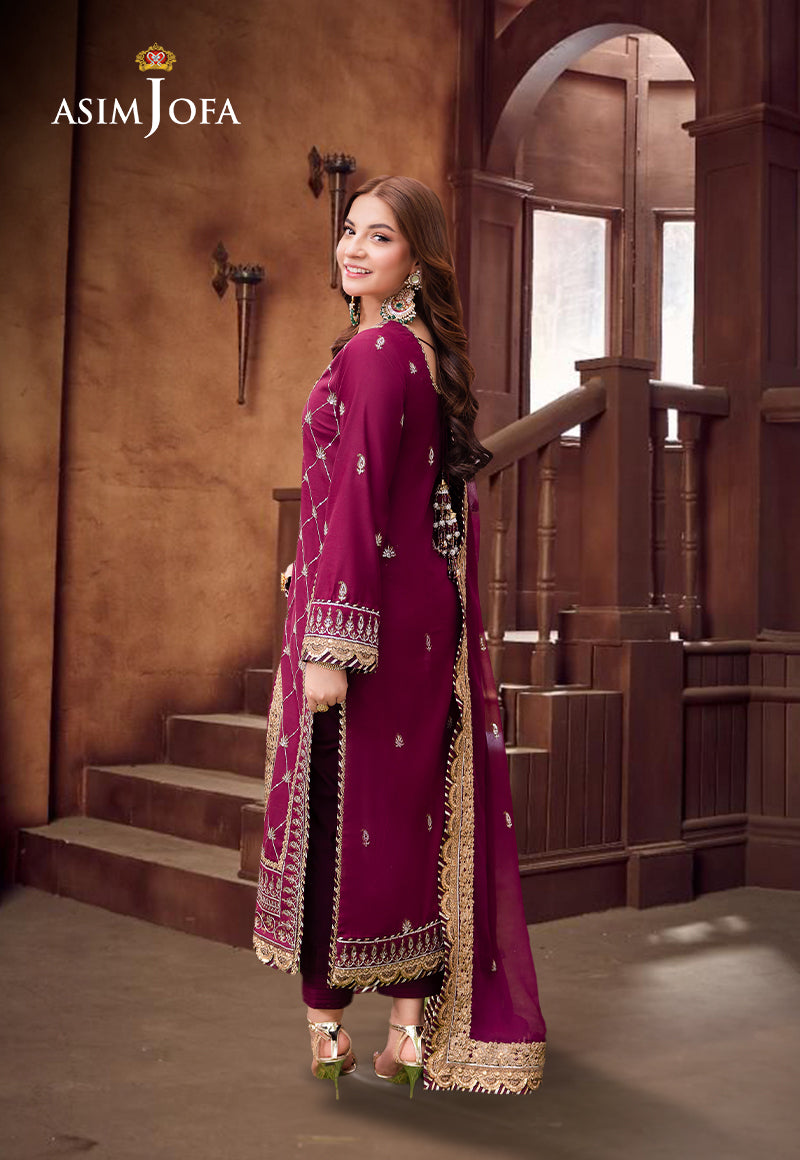 AJMJD-03 EMBROIDERED LAWN SILK STITCHED 3 PCS
