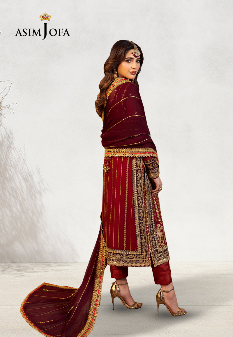 AJCDD-28 EMBROIDERED CHIFFON STITCHED 3 PCS