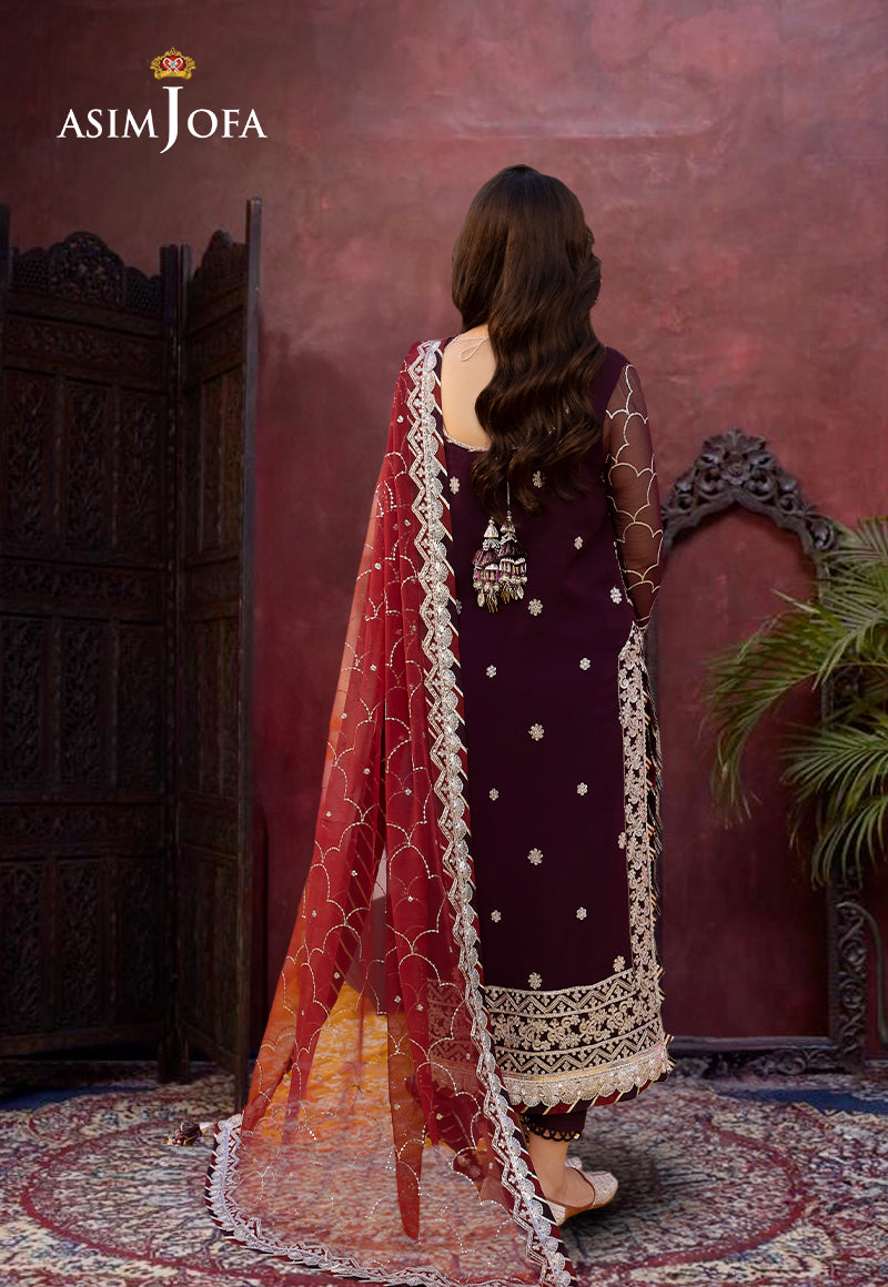AJDAD-01 EMBROIDERED CHIFFON STITCHED 3 PCS