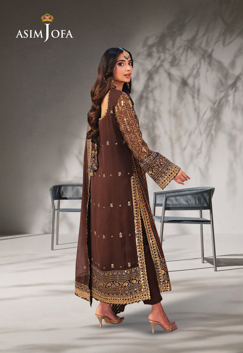 AJKKD-30 EMBROIDERED CHIFFON STITCHED 3 PCS
