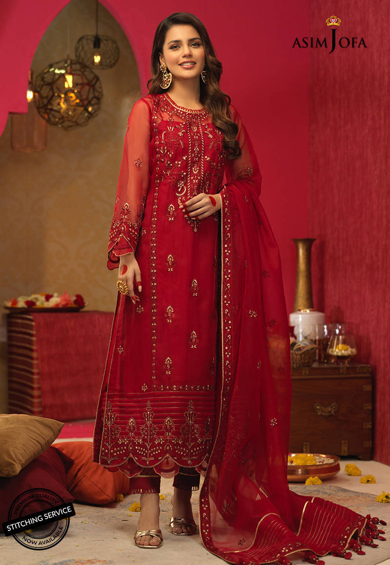 open lace back dress Shop Asim Jofa Formal Chiffon Red N Black