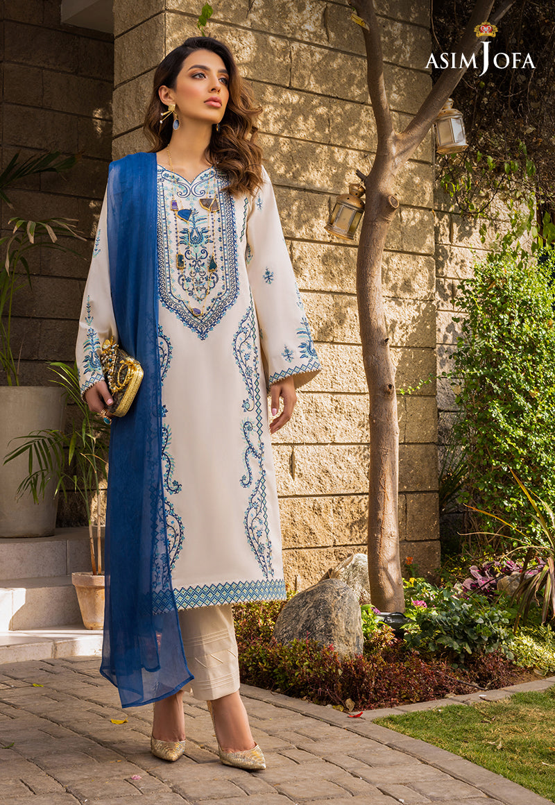 asim jofa casual dresses Asim Jofa Women Dresses Casual Wear | Embroidered Dobby Shirt, Chiffon-dupatta, Pink Unstitched 3-piece - AJUBF-08