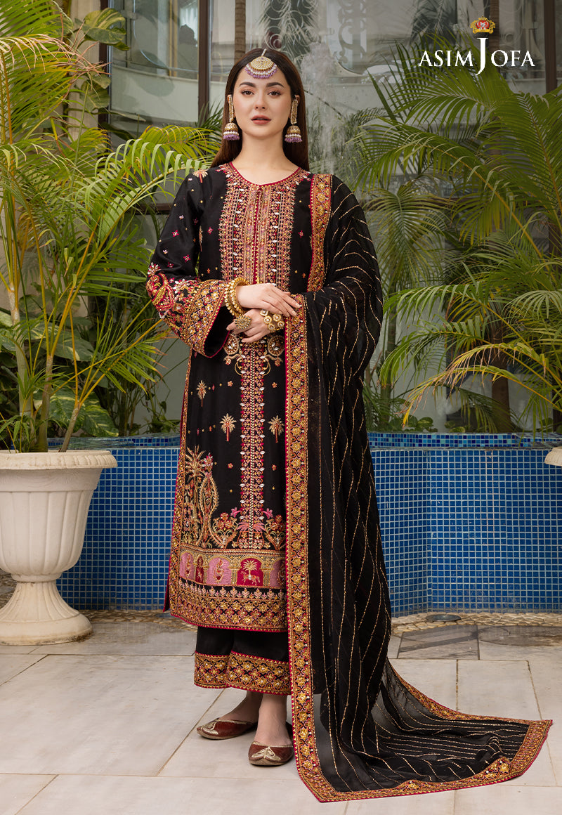 AJHJ-19 EMBROIDERED VISCOSE RAW SILK 3 PCS Asim Jofa AJHJ-19 EMBROIDERED VISCOSE RAW SILK 3 PCS Asim Jofa