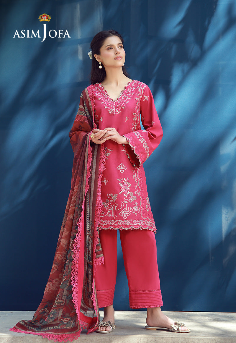 AJMUB-12 Embroidered Cambric Stitched 3 Pcs