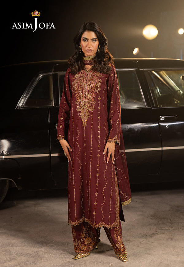 AJLFFD-04 Embroidered Silk Stitched 3 PCS