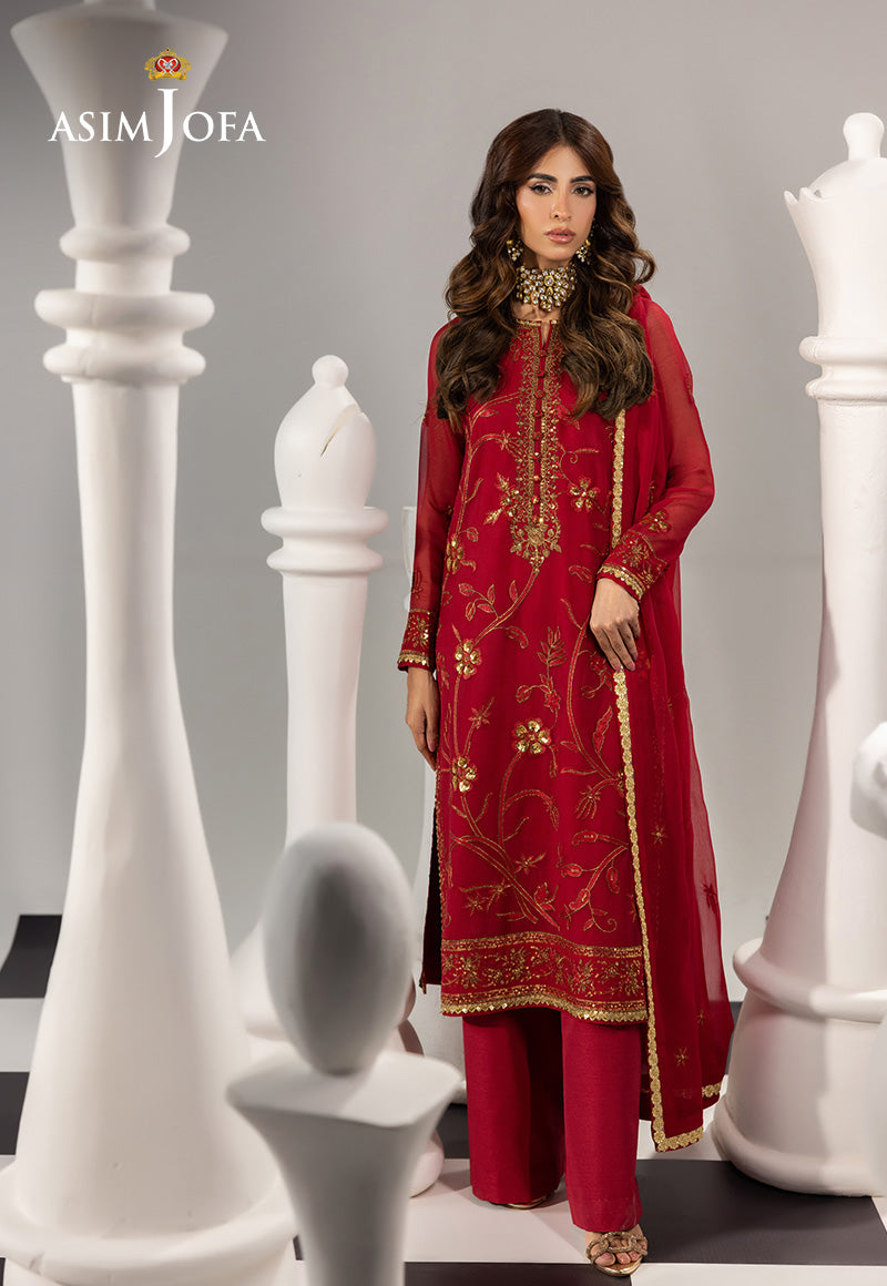 A.J Zinc Chiffon Fabric Formal Collection 3pc Unstitched Dress main image 0