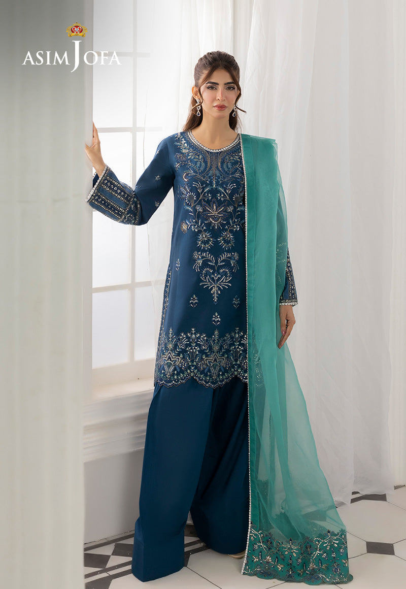 AJIZL-18 EMBROIDERED SILK UNSTITCHED 3 PCS