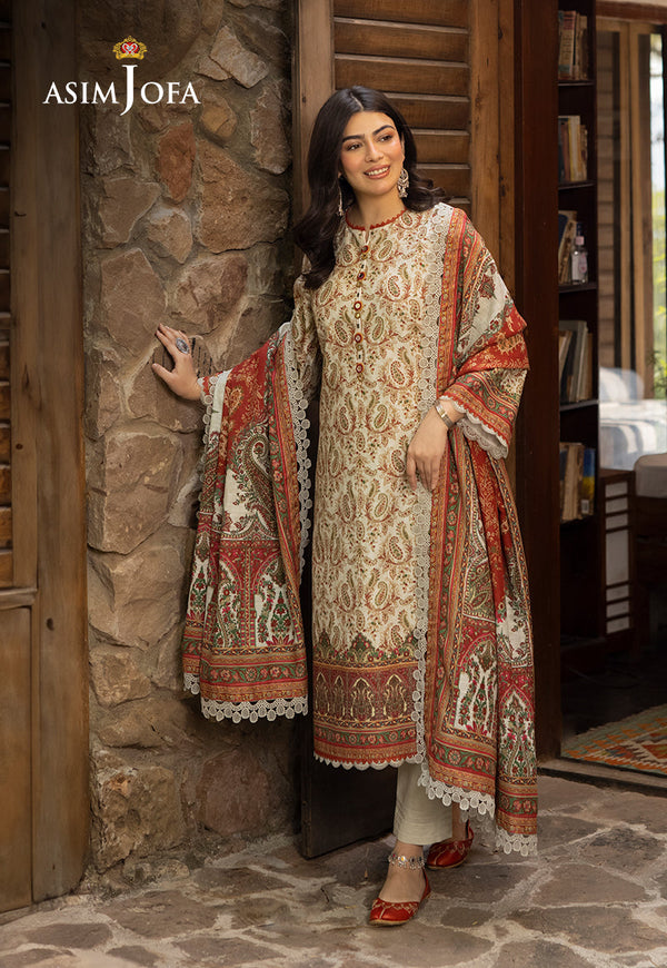 AJUWD-44 PRINTED KHADDAR 3 Pcs