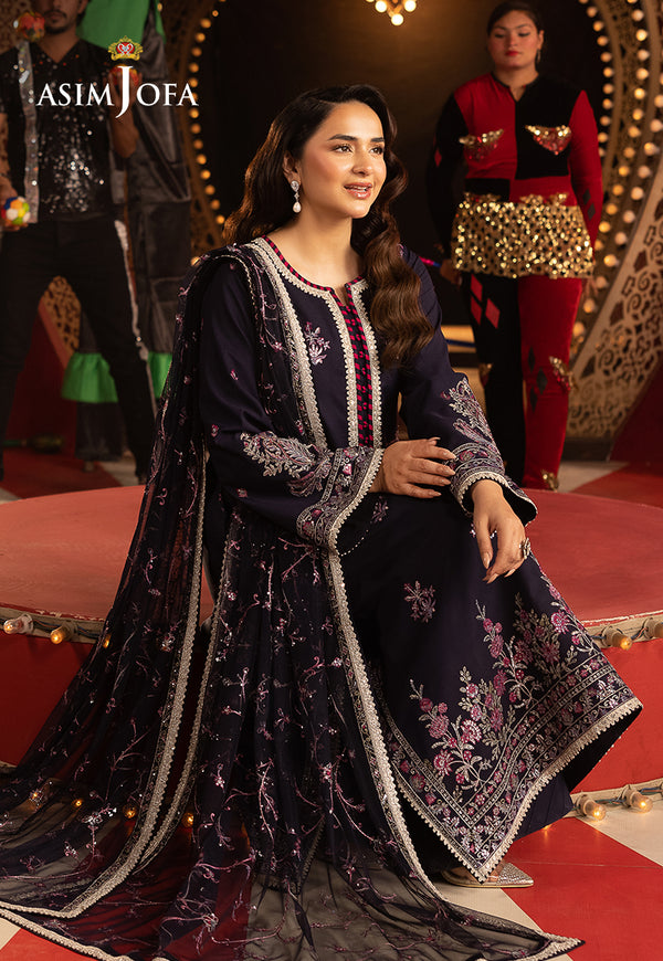 AJFO-04 EMBROIDERED SILK UNSTITCHED 3 PCS