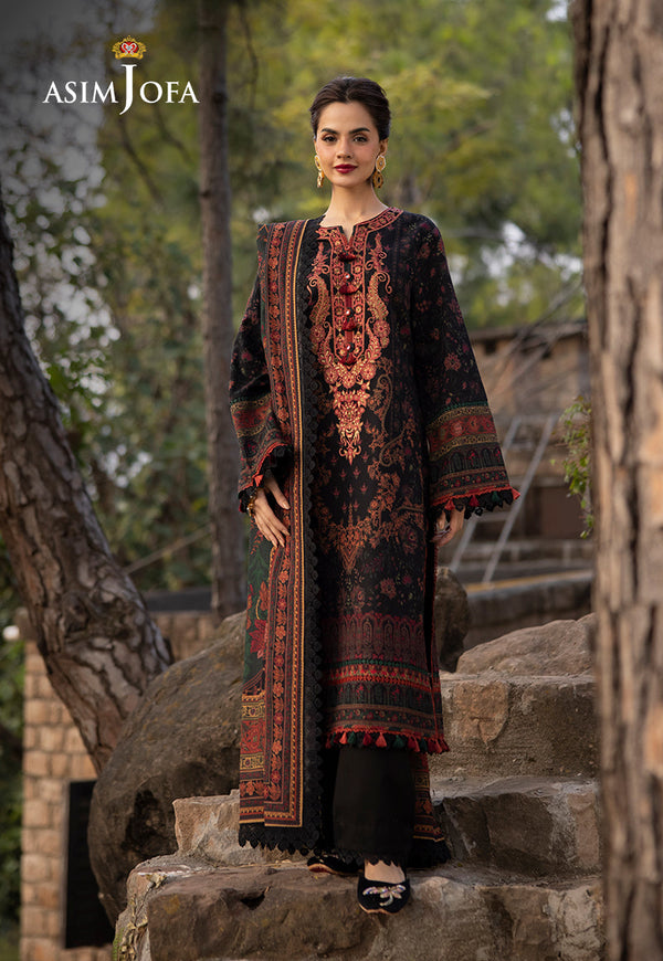 AJUWD-09 EMBROIDERED KHADDAR 3 Pcs