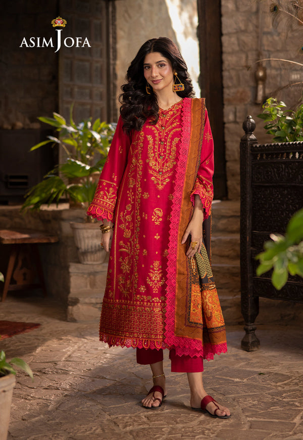 AJUWD-12 EMBROIDERED KHADDAR 3 Pcs