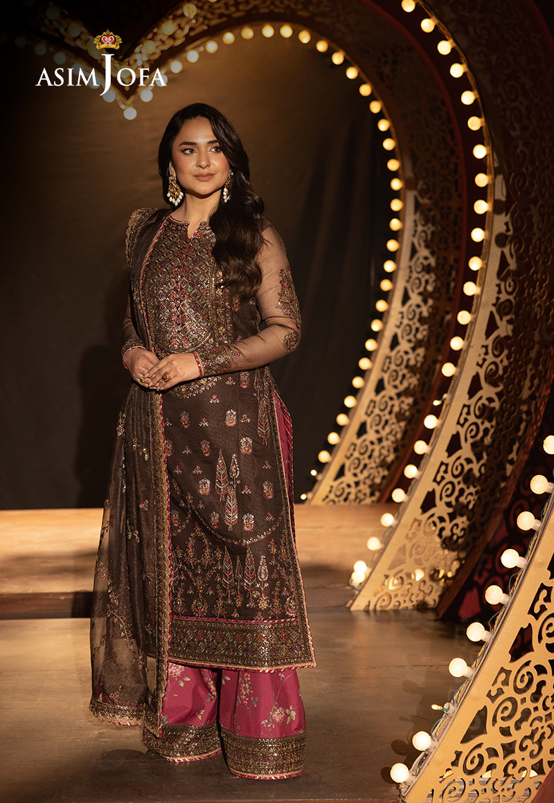 AJLFFD-11 Embroidered Javeria Net Stitched 3 PCS