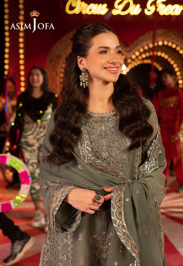 AJFO-03 EMBROIDERED PAPER COTTON UNSTITCHED 3 PCS