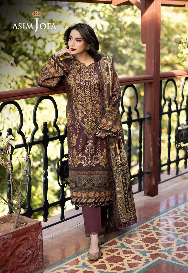 AJUWD-10 EMBROIDERED KHADDAR 3 Pcs