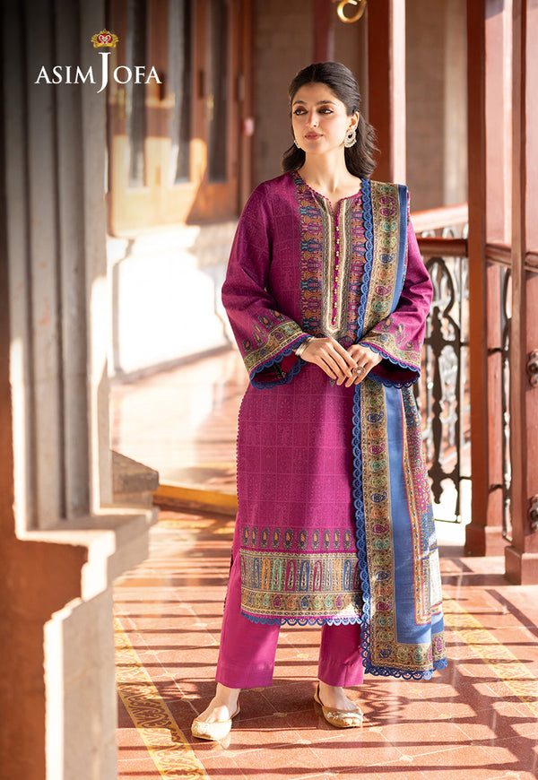 AJUW-51 PRINTED KHADDAR 3 Pcs