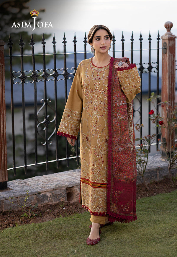 AJUWD-13 EMBROIDERED KHADDAR 3 Pcs