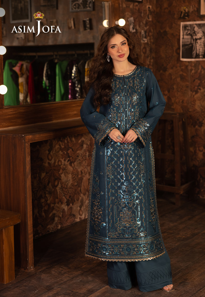 Bekhudi By Asim Jofa Embroidered Chiffon  Unstitched Saree AJ23B AJBK-10 - Luxury Collection