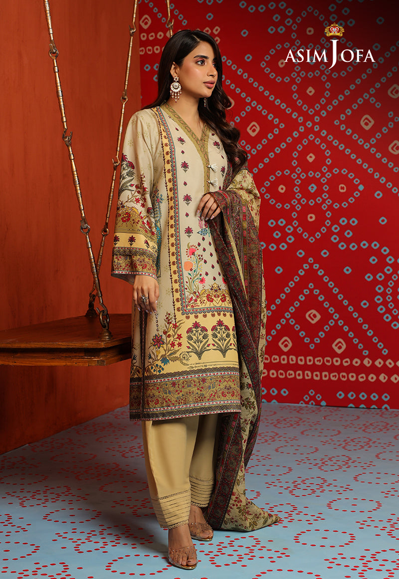 AJTM-16 - 3 PCS EMBROIDERED SWISS LAWN 3 PCS