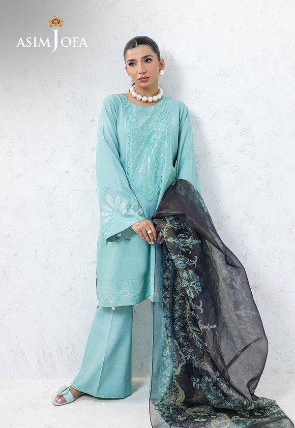 AJPB-237 EMBROIDERED RAW SILK STITCHED 3PCS