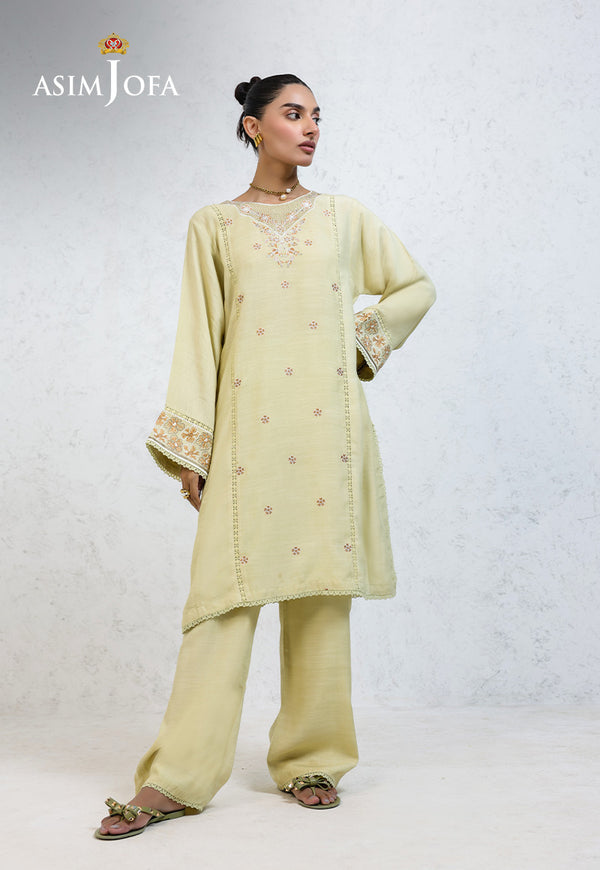 AJPB-235 EMBROIDERED RAW SILK STITCHED 2PCS