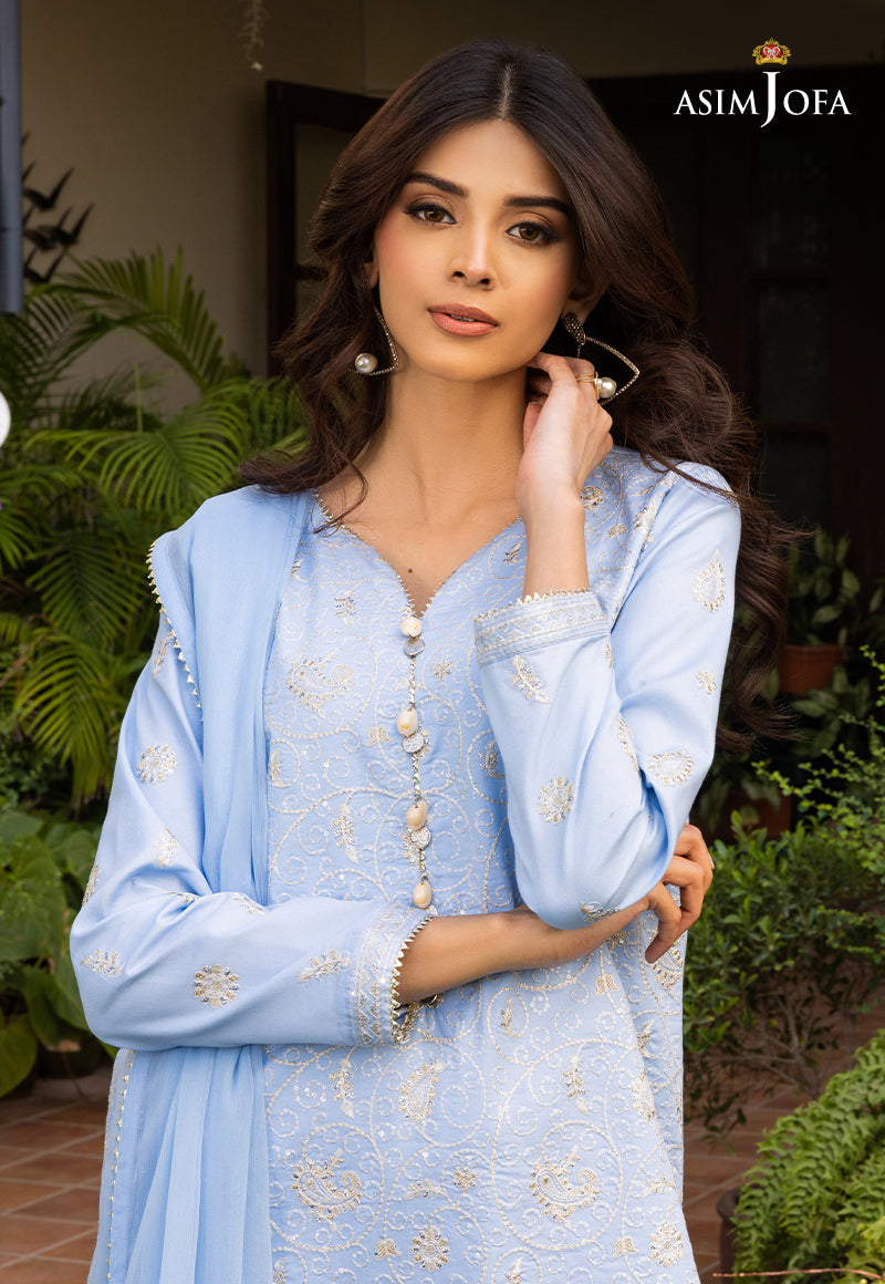 AJSO-57  EMBROIDERED CAMBRIC SHIRT TROUSER STITCHED 2 PCS