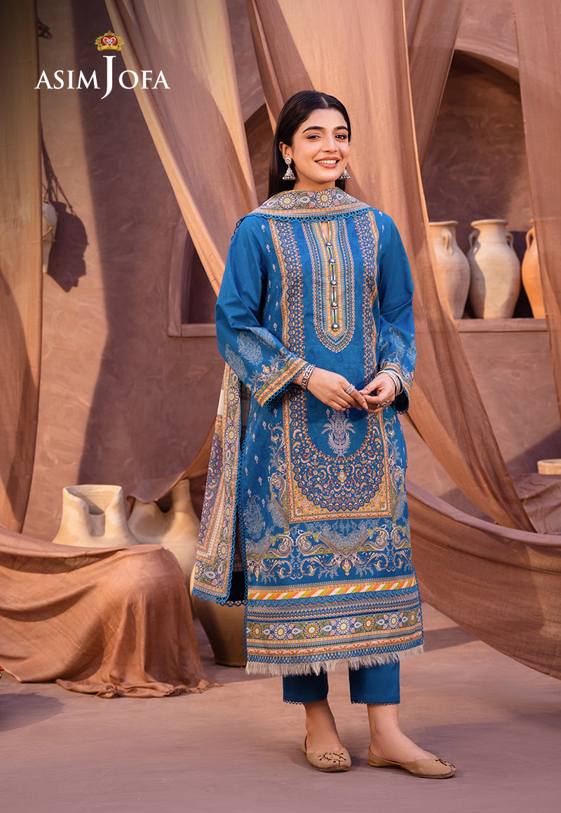 AJUBD-16 PRINTED LAWN STITCHED 3 PCS