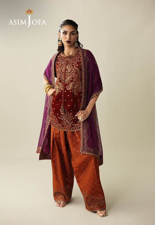 AJULM-08 Embroidered Velvet Unstitched 3 Pcs