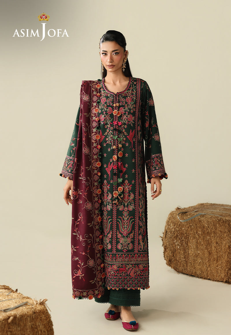 AJULKD-04 Embroidered Rod Stitched 3 Pcs
