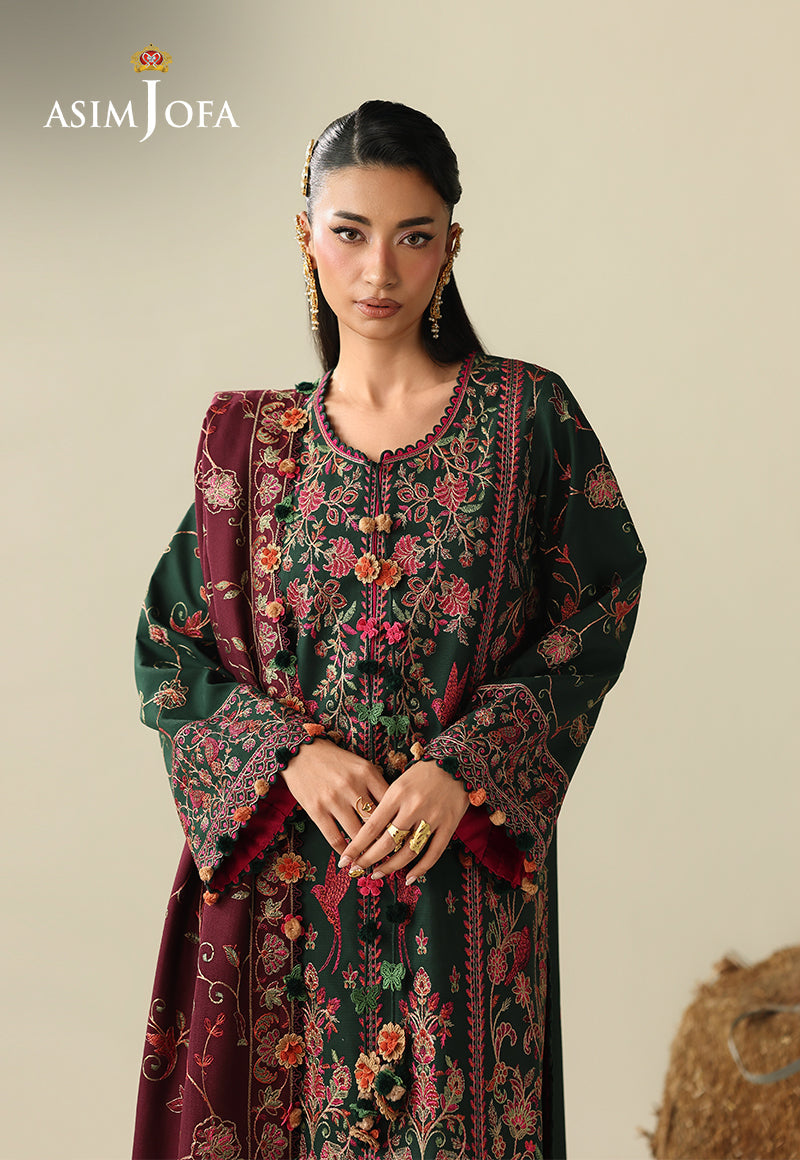 AJULKD-04 Embroidered Rod Stitched 3 Pcs