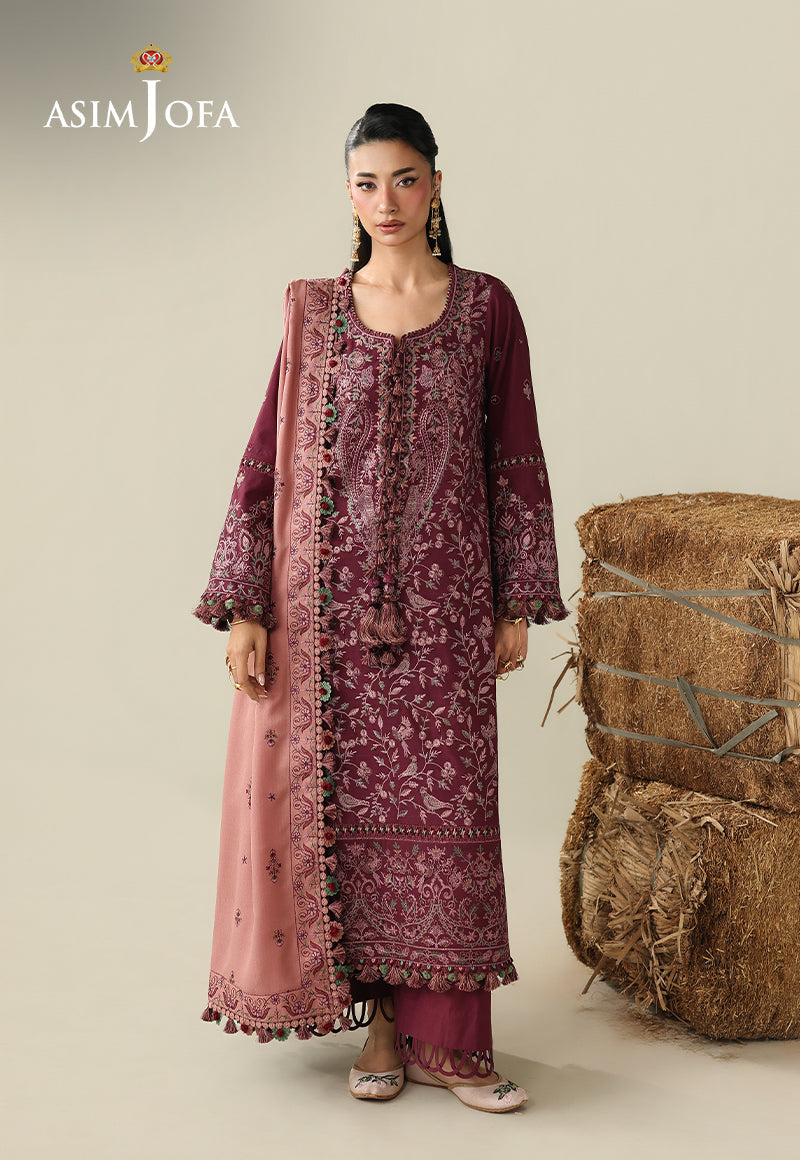 AJULKD-06 Embroidered Rod Stitched 3 Pcs