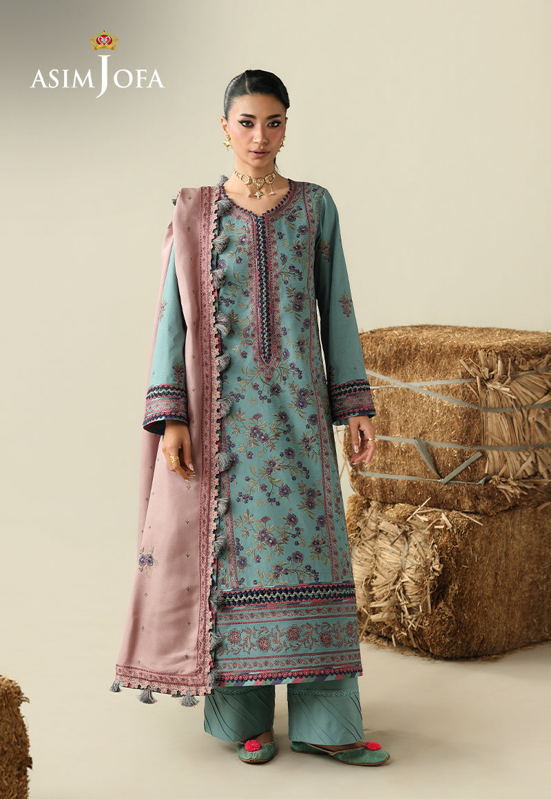 AJULKD-03 Embroidered Rod Stitched 3 Pcs