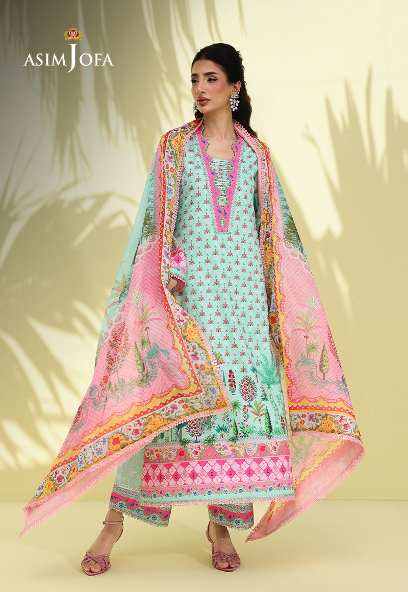 AJUC-07 Printed Crepe Silk Unstitched 3 Pcs