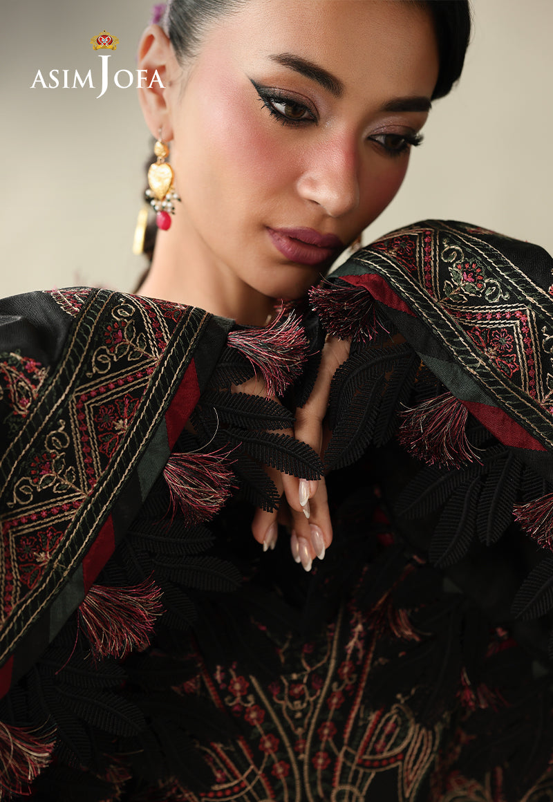 AJULK-01 Embroidered Herringbone Unstitched 3 Pcs