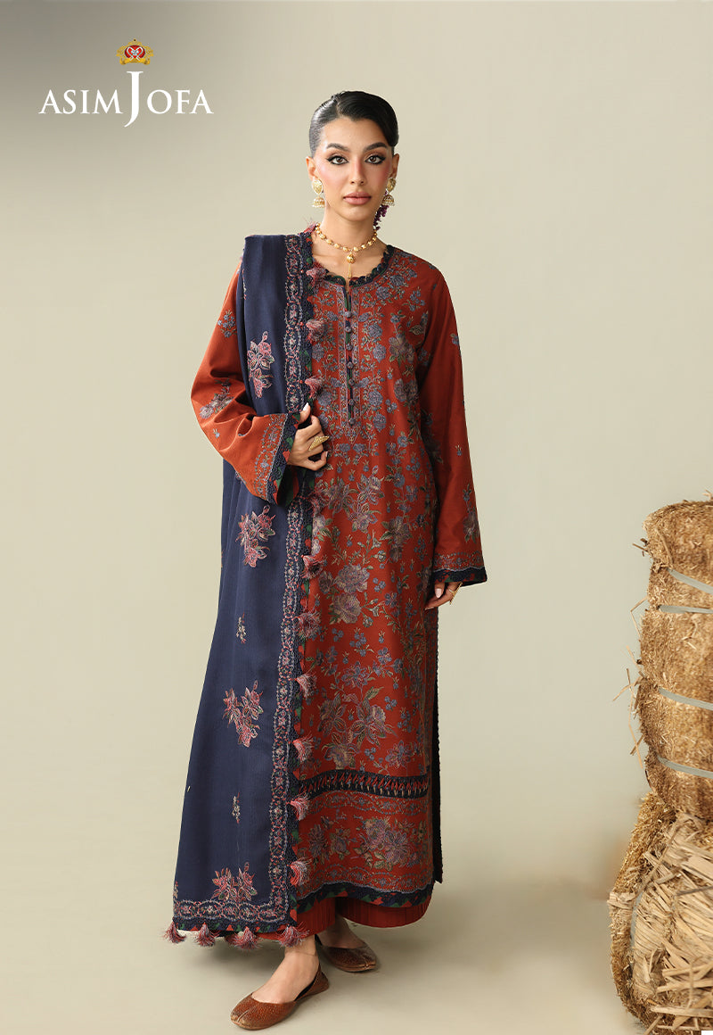 AJULKD-02 Embroidered Rod Stitched 3 Pcs
