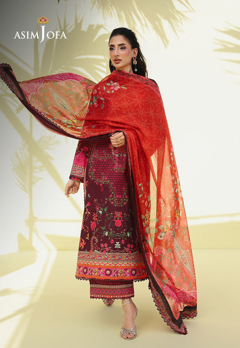 AJUC-02 Printed Katan Silk Unstitched 3 Pcs