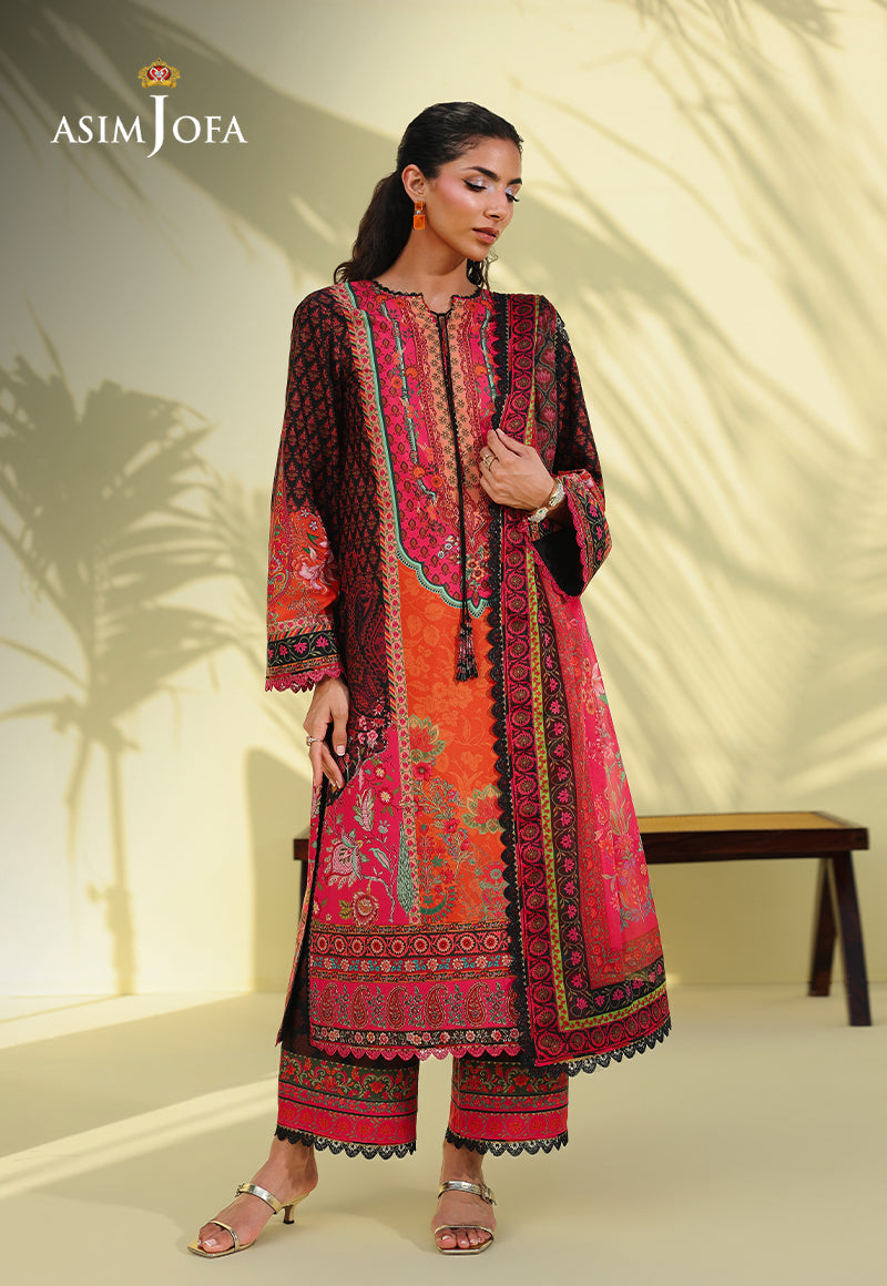 AJUC-08 Printed Crepe Silk Unstitched 3 Pcs