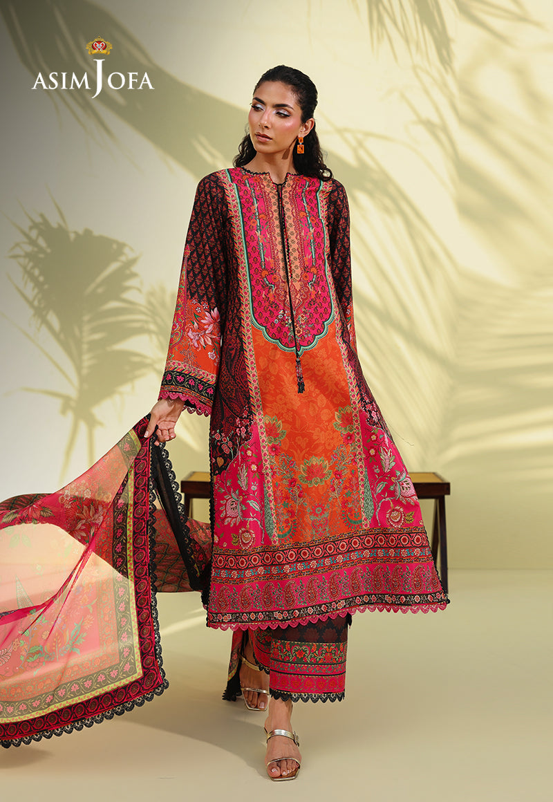 AJUC-08 Printed Crepe Silk Unstitched 3 Pcs