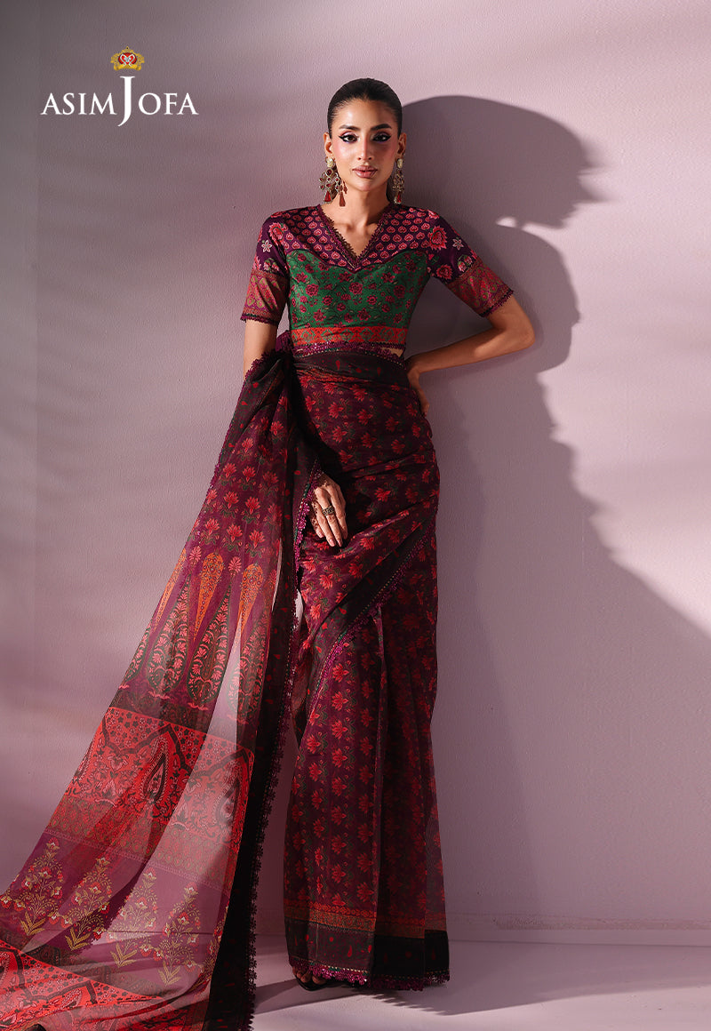 AJUC-10 Printed Organza Unstitched 2 Pcs
